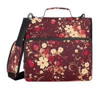 Ewusp Colorful Flowers 3 Ring Zipper Binder with Handle & Shoulder Strap 1.5 Inch Expanding File Folder Multi-Pocket Organizer Holds 500 Sheets for School Office