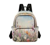 Ewusp Colorful Flowers Mini Backpack Purse for Women, Quilted Small Fashion Backpacks Lightweight Travel Daypack Casual Shouder Bag