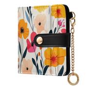 Ewusp Colorful Flowers Wallets for Women PU Leather RFID Blocking Clutch Wallet Bifold Compact Ladies Purse with Zipper Coin Pocket & ID Window