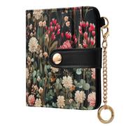 Ewusp Colorful Flowers Wallets for Women PU Leather RFID Blocking Clutch Wallet Bifold Compact Ladies Purse with Zipper Coin Pocket & ID Window
