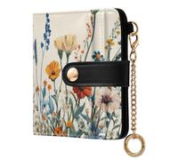 Ewusp Colorful Flowers Wallets for Women PU Leather RFID Blocking Clutch Wallet Bifold Compact Ladies Purse with Zipper Coin Pocket & ID Window