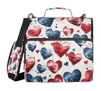 Ewusp Colorful Heart 3 Ring Zipper Binder with Handle & Shoulder Strap 1.5 Inch Expanding File Folder Multi-Pocket Organizer Holds 500 Sheets for School Office