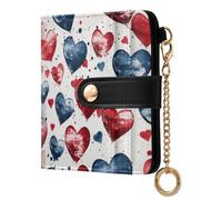 Ewusp Colorful Heart Wallets for Women PU Leather RFID Blocking Clutch Wallet Bifold Compact Ladies Purse with Zipper Coin Pocket & ID Window