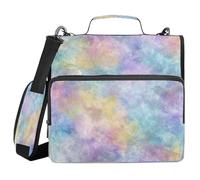 Ewusp Colorful Marble 3 Ring Zipper Binder with Handle & Shoulder Strap 1.5 Inch Expanding File Folder Multi-Pocket Organizer Holds 500 Sheets for School Office