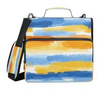 Ewusp Colorful Print 3 Ring Zipper Binder with Handle & Shoulder Strap 1.5 Inch Expanding File Folder Multi-Pocket Organizer Holds 500 Sheets for School Office