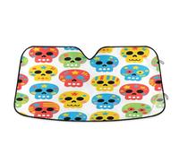 Ewusp Colorful Skull Windshield Sun Shade Foldable Car Front Window Sunshade Auto Sun Visor Heat Portection Blocks UV Rays and Keeps Vehicle Cool, 140 x 70 cm