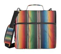 Ewusp Colorful Stripe 3 Ring Zipper Binder with Handle & Shoulder Strap 1.5 Inch Expanding File Folder Multi-Pocket Organizer Holds 500 Sheets for School Office