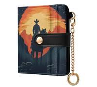 Ewusp Cowboys Wallets for Women PU Leather RFID Blocking Clutch Wallet Bifold Compact Ladies Purse with Zipper Coin Pocket & ID Window