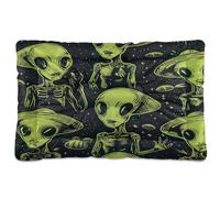 Ewusp Cute Aliens Calming Dog Bed for Small Medium Large Dogs Washable Dog Crate Mattress Soft and Cozy Pet Bed Floor Pad with Anti-Slip Bottom 60x46x4.5 cm