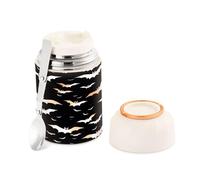 Ewusp Cute Bat Food Flask for Adults 500ml Stainless Steel Double Walled Vacuum Insulated Food Jar with Folding Spoon BPA Free Leakproof Food Container for Hot Food Soup