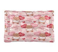 Ewusp Cute Bears Calming Dog Bed for Small Medium Large Pets Washable Dog Crate Mattress Soft and Cozy Pet Bed Floor Pad with Anti-Slip Bottom 91x60x6 cm