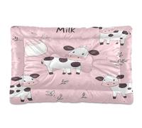 Ewusp Cute Cow Calming Dog Bed for Small Medium Large Pets Washable Dog Crate Mattress Soft and Cozy Pet Bed Floor Pad with Anti-Slip Bottom 60x46x4.5 cm