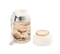 Ewusp Cute Dragon Food Flask for Adults 500ml Stainless Steel Double Walled Vacuum Insulated Food Jar with Folding Spoon BPA Free Leakproof Soup Container