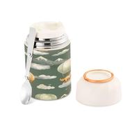 Ewusp Cute Dragon Food Flask for Adults 500ml Stainless Steel Double Walled Vacuum Insulated Food Jar with Folding Spoon BPA Free Leakproof Soup Container