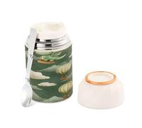 Ewusp Cute Dragon Food Flask for Adults 500ml Stainless Steel Double Walled Vacuum Insulated Food Jar with Folding Spoon BPA Free Leakproof Soup Container