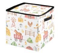 Ewusp Cute Farm Christmas Bauble Storage Box Xmas Ornament Storage Box with Zipper and Adjustable Dividers Xmas Ornaments Organizer Holds 64 Holiday Decoration