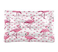 Ewusp Cute Flamingo Calming Dog Bed for Small Medium Large Dogs Washable Dog Crate Mattress Soft and Cozy Pet Bed Floor Pad with Anti-Slip Bottom 60x46x4.5 cm