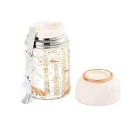 Ewusp Cute Fox Food Flask for Adults 500ml Stainless Steel Double Walled Vacuum Insulated Food Jar with Folding Spoon BPA Free Leakproof Soup Container