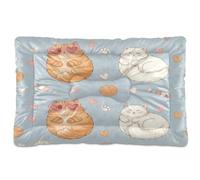 Ewusp Cute Happy Cats Calming Dog Bed for Small Medium Large Pets Washable Dog Crate Mattress Soft and Cozy Pet Bed Floor Pad with Anti-Slip Bottom 91x60x6 cm