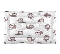 Ewusp Cute Otter Calming Dog Bed for Small Medium Large Dogs Washable Dog Crate Mattress Soft and Cozy Pet Bed Floor Pad with Anti-Slip Bottom 91x60x6 cm