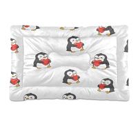 Ewusp Cute Penguins Calming Dog Bed for Small Medium Large Pets Washable Dog Crate Mattress Soft and Cozy Pet Bed Floor Pad with Anti-Slip Bottom 91x60x6 cm