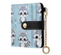 Ewusp Cute Raccoon Wallets for Women PU Leather RFID Blocking Clutch Wallet Bifold Compact Ladies Purse with Zipper Coin Pocket & ID Window