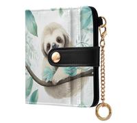 Ewusp Cute Sloth Wallets for Women PU Leather RFID Blocking Clutch Wallet Bifold Compact Ladies Purse with Zipper Coin Pocket & ID Window