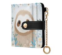 Ewusp Cute Sloth Wallets for Women PU Leather RFID Blocking Clutch Wallet Bifold Compact Ladies Purse with Zipper Coin Pocket & ID Window