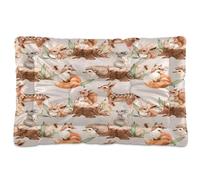 Ewusp Cute Squirrel Deer Calming Dog Bed for Small Medium Large Dogs Washable Dog Crate Mattress Soft and Cozy Pet Bed Floor Pad with Anti-Slip Bottom 60x46x4.5 cm