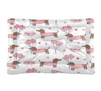 Ewusp Dachshund Dogs Hearts Calming Dog Bed for Small Medium Large Pets Washable Dog Crate Mattress Soft and Cozy Pet Bed Floor Pad with Anti-Slip Bottom 91x60x6 cm