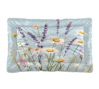 Ewusp Daisy Lavender Calming Dog Bed for Small Medium Large Pets Washable Dog Crate Mattress Soft and Cozy Pet Bed Floor Pad with Anti-Slip Bottom 60x46x4.5 cm