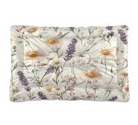 Ewusp Daisy Lavender Calming Dog Bed for Small Medium Large Pets Washable Dog Crate Mattress Soft and Cozy Pet Bed Floor Pad with Anti-Slip Bottom 91x60x6 cm