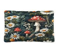 Ewusp Daisy Mushroom Calming Dog Bed for Small Medium Large Pets Washable Dog Crate Mattress Soft and Cozy Pet Bed Floor Pad with Anti-Slip Bottom 60x46x4.5 cm