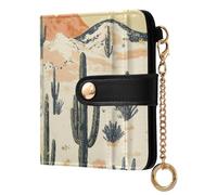 Ewusp Desert Cactus Wallets for Women PU Leather RFID Blocking Clutch Wallet Bifold Compact Ladies Purse with Zipper Coin Pocket & ID Window