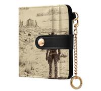 Ewusp Desert Cowboys Wallets for Women PU Leather RFID Blocking Clutch Wallet Bifold Compact Ladies Purse with Zipper Coin Pocket & ID Window