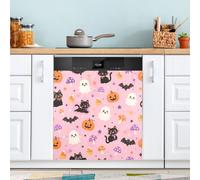 Ewusp Dishwasher Magnet Cover for Front Door Decorative Appliance Panel | Happy Halloween Trimmable Magnetic Dishwasher Cover, Refrigerator Metal Magnet Sticker Decal, 58.42 x 66.04 cm