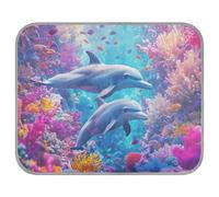 Ewusp Dolphins Dog Cooling Mat 50x70 cm Scratch-Resistant Pet Cool Mat Self Cool Ice Silk Bed Pad Summer Cooling Sleeping Pad for Dogs & Cats