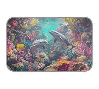 Ewusp Dolphins Dog Cooling Mat 60x98 cm Scratch-Resistant Pet Cool Mat Self Cool Ice Silk Bed Pad Summer Cooling Sleeping Pad for Dogs & Cats