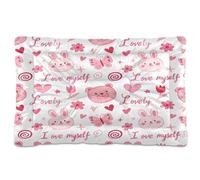 Ewusp Doodle Rabbits Bears Calming Dog Bed for Small Medium Large Pets Washable Dog Crate Mattress Soft and Cozy Pet Bed Floor Pad with Anti-Slip Bottom 60x46x4.5 cm