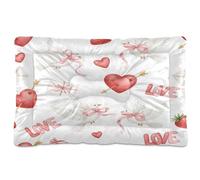 Ewusp Doves Hearts Calming Dog Bed for Small Medium Large Pets Washable Dog Crate Mattress Soft and Cozy Pet Bed Floor Pad with Anti-Slip Bottom 60x46x4.5 cm