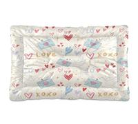 Ewusp Doves Love Letters Calming Dog Bed for Small Medium Large Pets Washable Dog Crate Mattress Soft and Cozy Pet Bed Floor Pad with Anti-Slip Bottom 60x46x4.5 cm