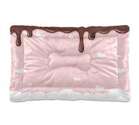 Ewusp Dripping Chocolate Calming Dog Bed for Small Medium Large Pets Washable Dog Crate Mattress Soft and Cozy Pet Bed Floor Pad with Anti-Slip Bottom 60x46x4.5 cm