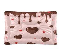 Ewusp Dripping Chocolate Heart Calming Dog Bed for Small Medium Large Pets Washable Dog Crate Mattress Soft and Cozy Pet Bed Floor Pad with Anti-Slip Bottom 60x46x4.5 cm
