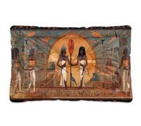 Ewusp Egyptian Gods Pharaohs Calming Dog Bed for Small Medium Large Dogs Washable Dog Crate Mattress Soft and Cozy Pet Bed Floor Pad with Anti-Slip Bottom 91x60x6 cm