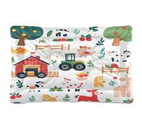 Ewusp Farm Animals Calming Dog Bed for Small Medium Large Pets Washable Dog Crate Mattress Soft and Cozy Pet Bed Floor Pad with Anti-Slip Bottom 91x60x6 cm