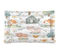 Ewusp Farm Animals Calming Dog Bed for Small Medium Large Pets Washable Dog Crate Mattress Soft and Cozy Pet Bed Floor Pad with Anti-Slip Bottom 91x60x6 cm