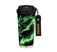 Ewusp Flame Green Dragon Insulated Coffee Mug 500 ml Stainless Steel Travel Tumbler BPA Free Reusable Vacuum Double Wall Coffee Cup