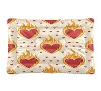 Ewusp Flames Hearts Calming Dog Bed for Small Medium Large Pets Washable Dog Crate Mattress Soft and Cozy Pet Bed Floor Pad with Anti-Slip Bottom 91x60x6 cm