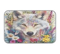 Ewusp Flowers Wolf Dog Cooling Mat 60x98 cm Scratch-Resistant Pet Cool Mat Self Cool Ice Silk Bed Pad Summer Cooling Sleeping Pad for Dogs & Cats