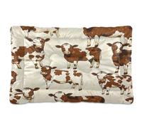 Ewusp Funny Cows Calming Dog Bed for Small Medium Large Dogs Washable Dog Crate Mattress Soft and Cozy Pet Bed Floor Pad with Anti-Slip Bottom 60x46x4.5 cm